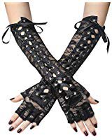 Amazon.com: Women Girls Fishnet Lace Gloves Dance Costume Long Fingerless Arm Sleeves Bridal Wedding Party Gloves (1Pair, Black): Clothing