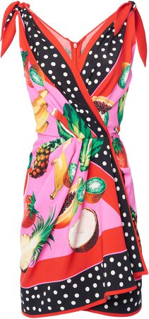 Dolce & Gabbana Printed Tie Shoulder Mini Dress Size: 36