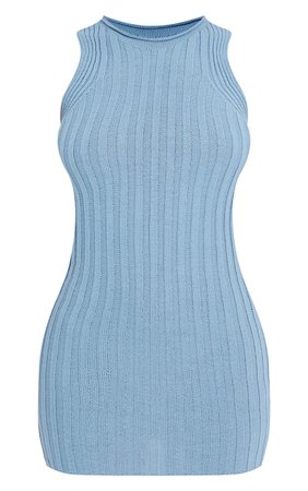 pastel blue knit dress