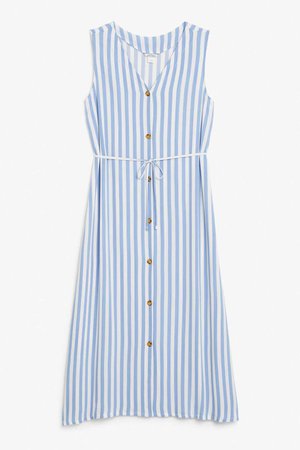 Flowy sleeveless dress - White / Blue stripes - Dresses - Monki DK