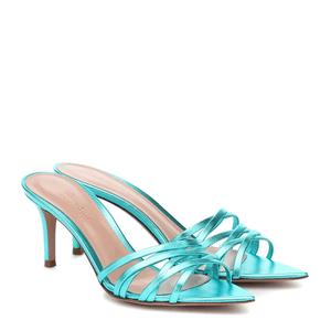 turquoise blue metallic heels pumps