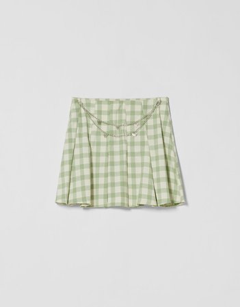 Box pleat skirt with butterfly chain - Skirts - Woman | Bershka