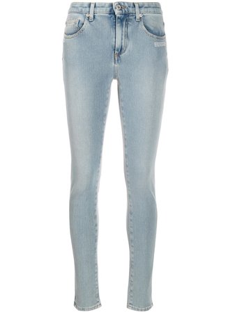 Blue Off-White Embroidered Details Skinny Jeans | Farfetch.com
