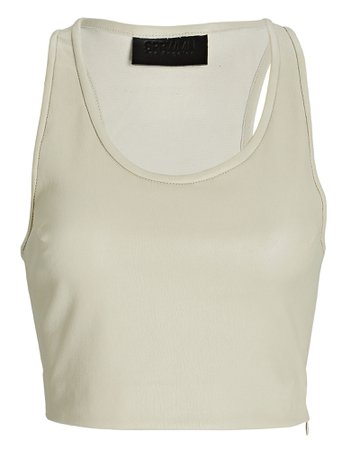 SPRWMN Leather Cropped Racerback Tank Top | INTERMIX®