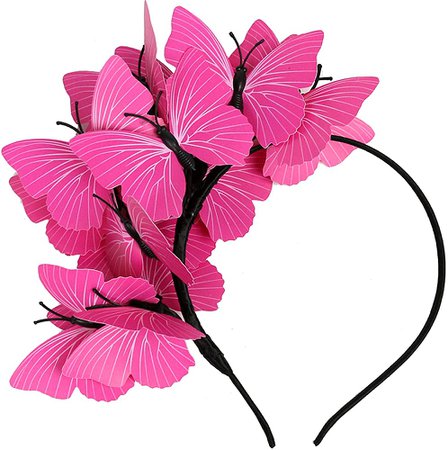 Amazon.com: Coucoland Butterfly Fascinator Headband Butterfly Crown Headpiece Festival Crown Halloween Costume Accessories (Rose Red): Clothing