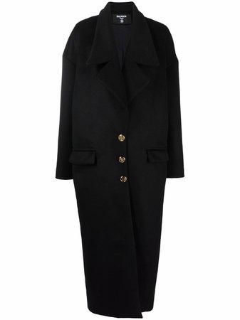 Shop Balmain Oversize single-breasted virgin wool coat with Express Delivery - FARFETCH