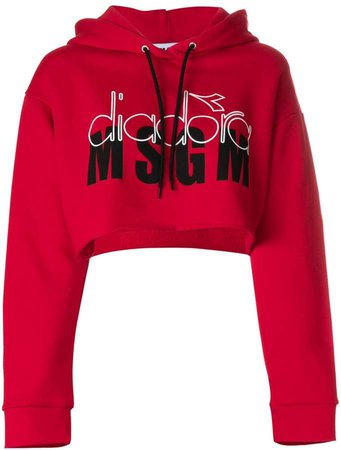 X Diadora cropped logo hoodie