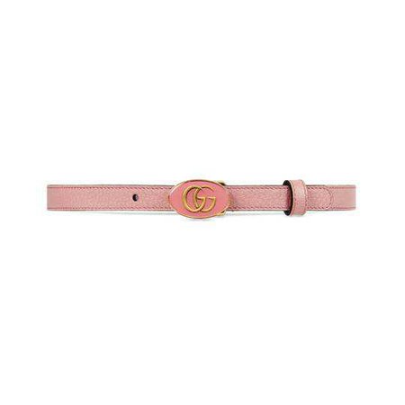 Leather belt with oval enameled buckle - Gucci Women's Belts 524117DJ2QT5808