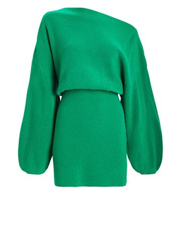 The Sei One-Shoulder Sweater Dress In Green | INTERMIX®