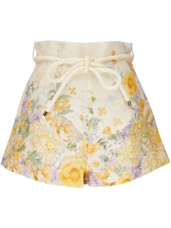 ZIMMERMANN floral-print cotton-linen Shorts - Farfetch