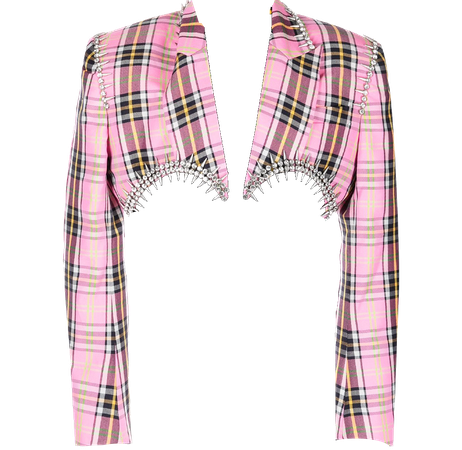 AREA plaid cropped blazer pink (Dei5 edit)