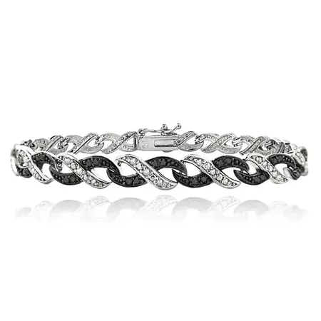 Shop DB Designs Silvertone 1/2ct TDW Black and White Diamond Infinity Bracelet - On Sale - Free Shipping Today - Overstock.com - 8824592