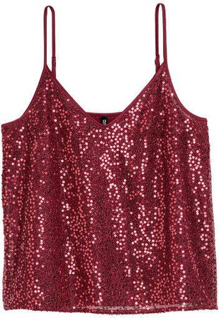 Sequined Camisole Top - Red