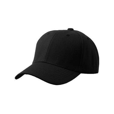 Mens Plain Baseball Cap Adjustable Curved Visor Hat - Black - Walmart.com