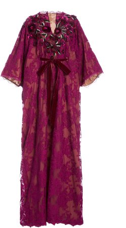 Marchesa Embellished Lace Caftan Dress