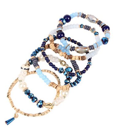 Riah Fashion Navy Beaded Stackable Stretch Bracelet Set | Zulily