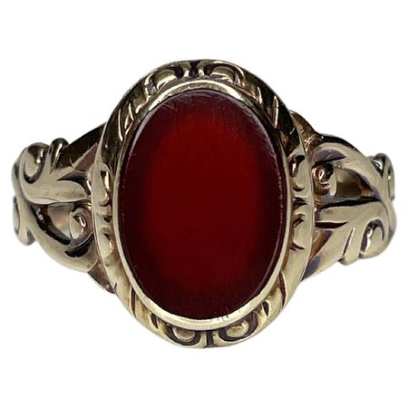 Antique Victorian 14K Gold Carnelian Signet Ring For Sale at 1stDibs