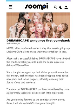 DREAMSCAPE Soompi Article