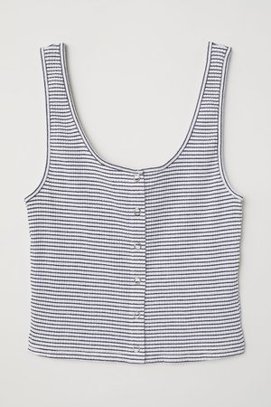 Tank Top with Snap Fasteners - White/black striped - | H&M US