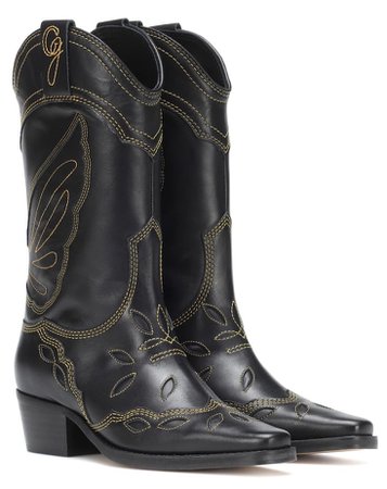 GANNI Black Cowboy Boots