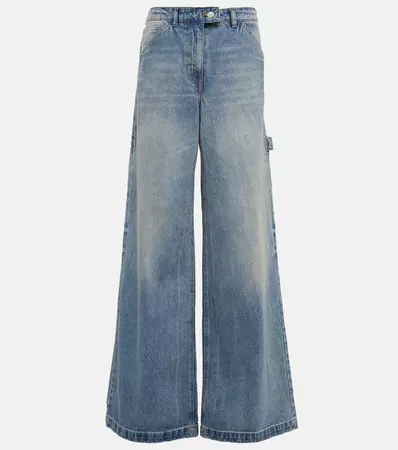 Mid Rise Wide Leg Jeans in Blue - Courreges | Mytheresa