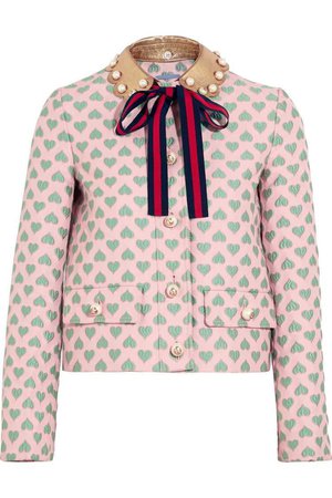 Gucci for NET-A-PORTER Leather-Trimmed Jacquard Jacket