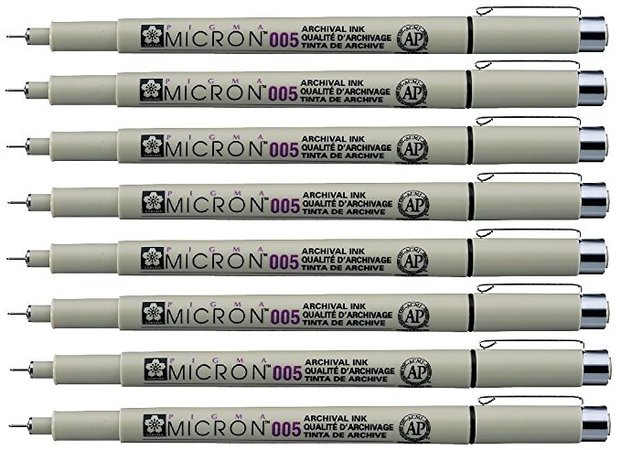 Sakura Pigma Micron pen  tip pen, Archival pigment ink, fine point for artist drawing pens - 8 pen set