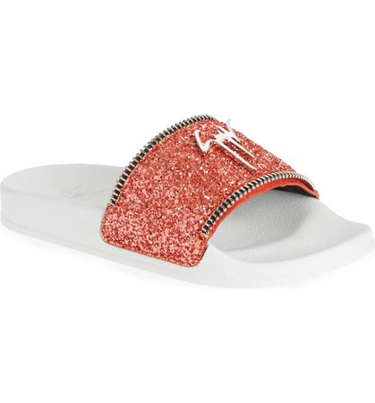 Giuseppe Zanotti Glitter Logo Slide Sandal (Women) | Nordstrom