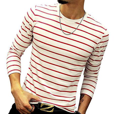 LOGEEYAR Long Sleeve Shirt - White w/ Red Stripes