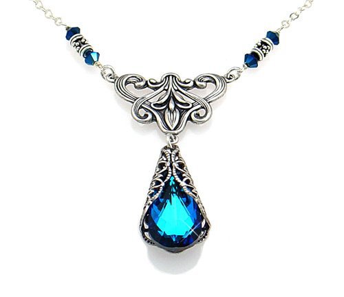Victorian Styled Crystal Blue Necklace
