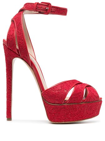 Shop red Casadei platform heel sandals with Express Delivery - Farfetch