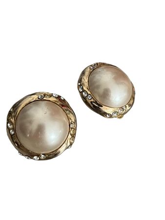 vintage gold pearl earrings