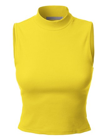 Basic Fitted Sleeveless Ribbed Turtleneck Crop Top | LE3NO