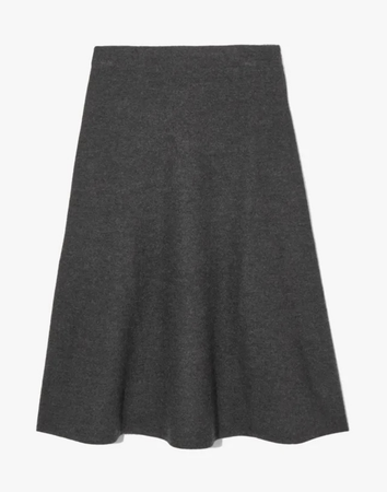 dark grey wool midi skirt