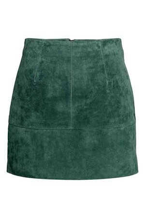 Short suede skirt - Dark green - Ladies | H&M GB