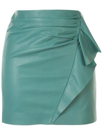 blue green leather skirt