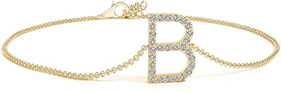 Amazon.com: ANGARA Natural Diamond Uppercase Alphabet Letter B Initial Bracelet for Women, Girls in 14K White Gold (KI3, 1.2mm) Jewelry Gift for Her Birthday, Wedding, Engagement, Anniversary, Mothers Day: Clothing, Shoes & Jewelry