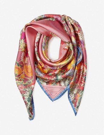 ASPINAL OF LONDON - Ombré 'A' floral silk scarf 90cm x 90cm | Selfridges.com