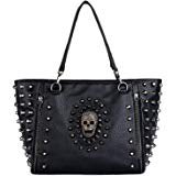Scarleton Large Studded Skull Shoulder Bag for Women, Vegan Leather Punk Rock Rivet Crossbody Bag, Gothic Purse for ladies, Black, H141701: Handbags: Amazon.com