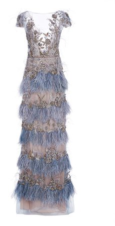Marchesa Beaded-Embellished Organza Gown