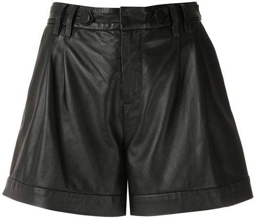 front pleates leather shorts