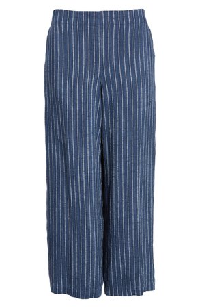 Eileen Fisher Stripe Linen Crop Pants (Regular & Petite) | Nordstrom