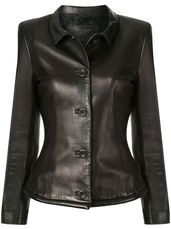 Versace Pre-Owned Leather Buttoned Jacket Vintage | Farfetch.com