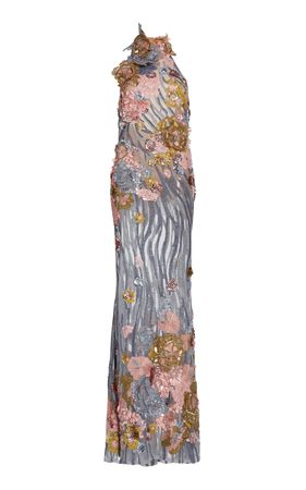Sequin-Embroidered Tulle Maxi Dress By Elie Saab | Moda Operandi