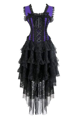 Amazon.com: Kimring Women's Vintage Burlesque Victorian Steampunk Corset Dress Halloween Cancan Saloon Showgirl Costume Black/Purple Large: Clothing