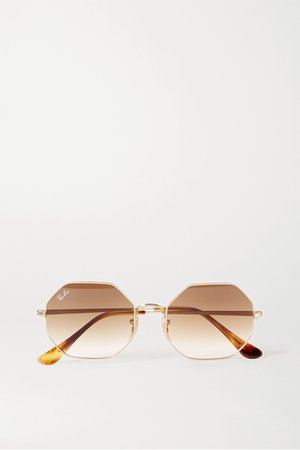 Gold Hexagon-frame gold-tone and tortoiseshell acetate sunglasses | Ray-Ban | NET-A-PORTER