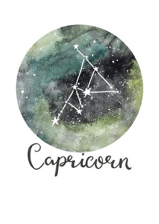 sarahfrancesart Capricorn Star Sign Print - Zodiac Art Print - Constellation Print - Capricorn Gift - Astrology Print - Zodiac Watercolour - A5