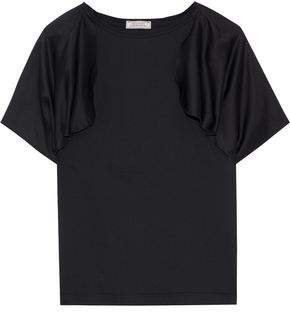 Draped Satin-paneled Cotton-jersey T-shirt