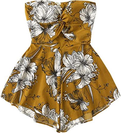 Amazon.com: SweatyRocks Women's Off Shoulder Floral Print Playsuit Strapless Romper Short Jumpsuit : Clothing, Shoes & Jewelry