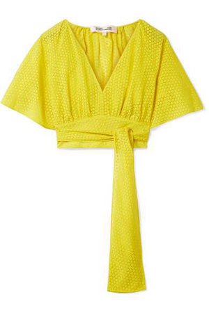 Diane von Furstenberg | Cropped devoré-voile wrap blouse | NET-A-PORTER.COM